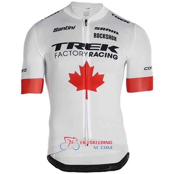 Trek Factory Racing Campione Canada Fietsshirt Met Korte Mouwen 2019 en Korte Koersbroek Wit